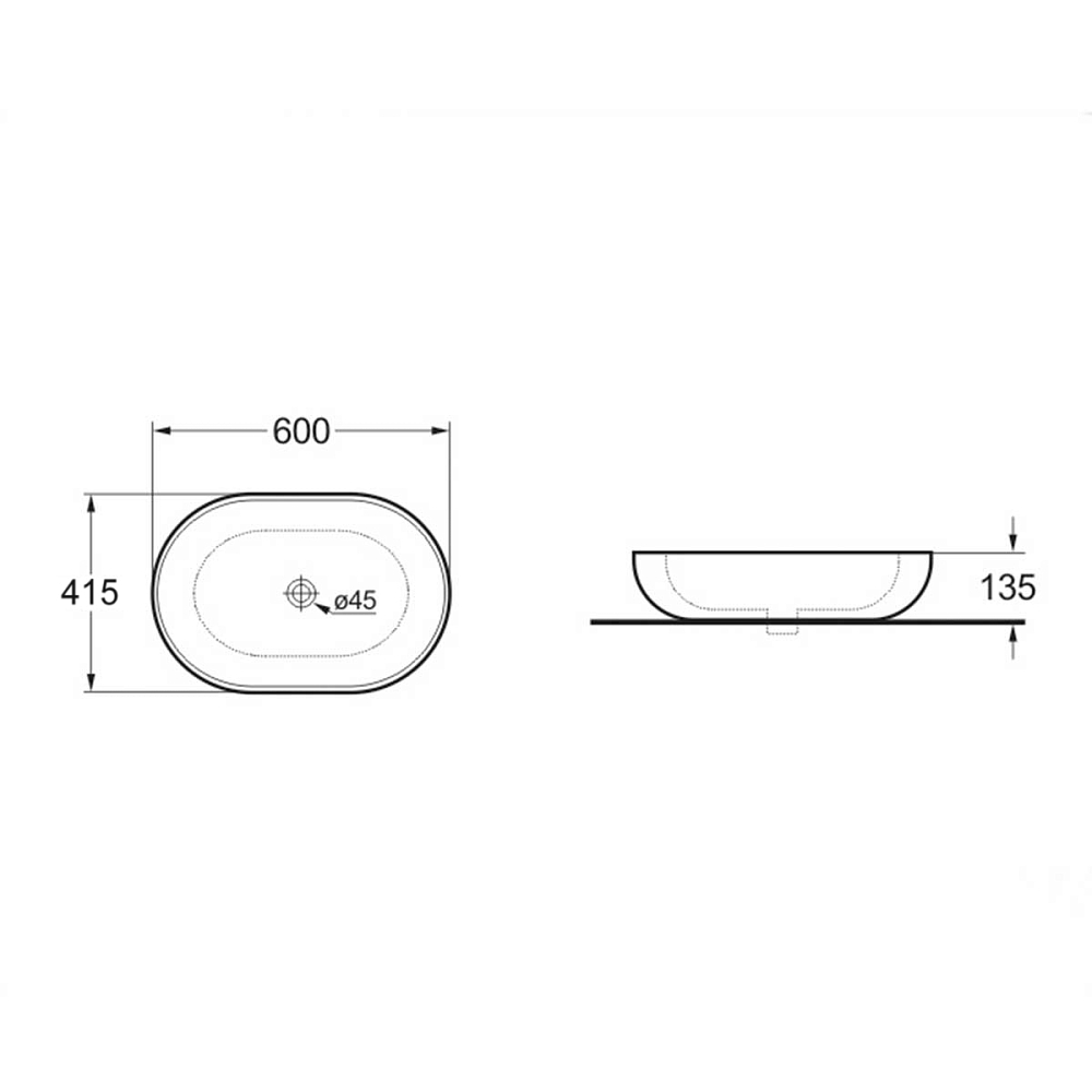 Раковина Vincea VBS-113MB 60 см, черный матовый