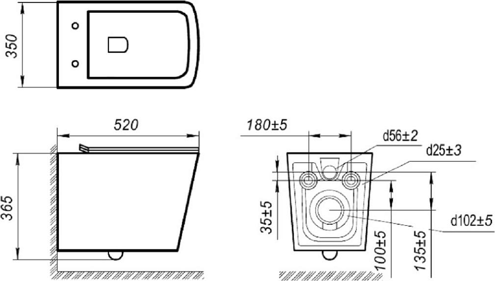 Подвесной безободковый унитаз Art&Max Platino AM9321CHR, белый