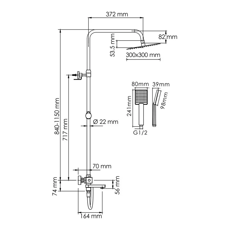 Душевая система WasserKRAFT серия A A199.118.141.087.CH Thermo хром