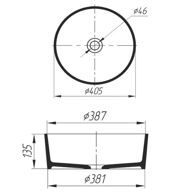 Раковина накладная Radostone Альба RAD0001705220001B-BL_otm белый, черный