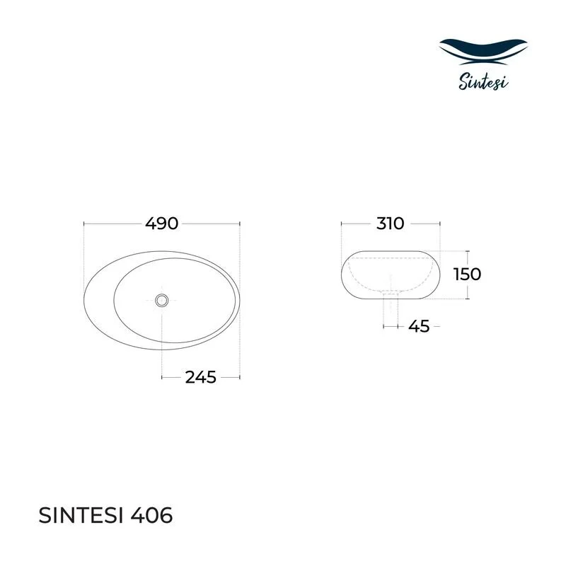 Раковина накладная Sintesi SIN-LVB-APP-406 белый