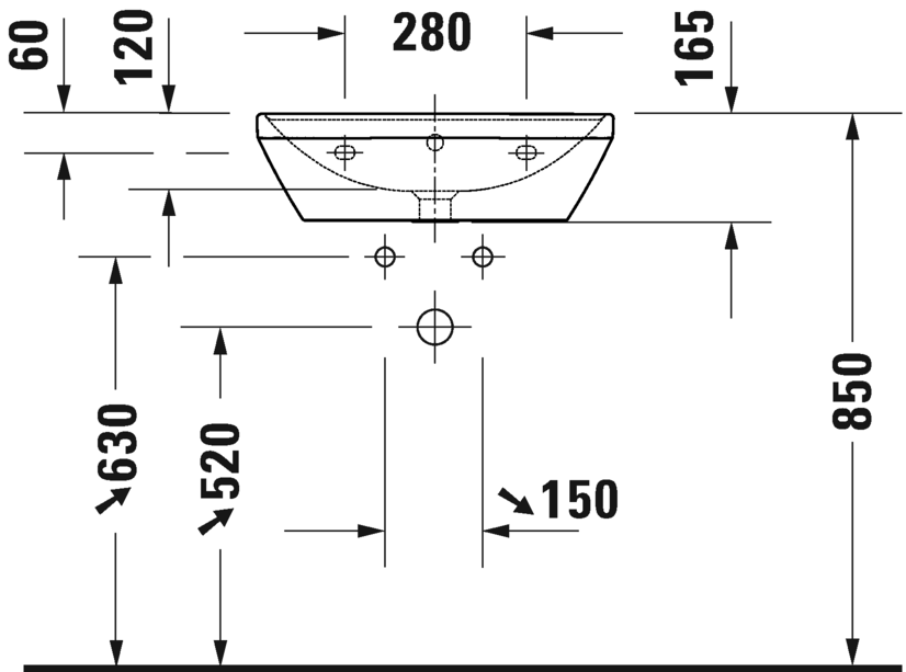 Раковина 55 см Duravit D-Neo 2366550000, белый