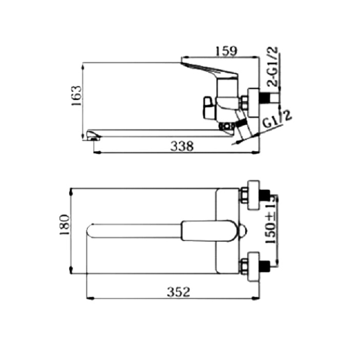 Смеситель для ванны Haiba HB22816-3 сталь