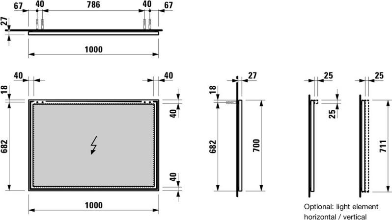 Зеркало Laufen Frame25 4.4740.6.900.144.1 100x70