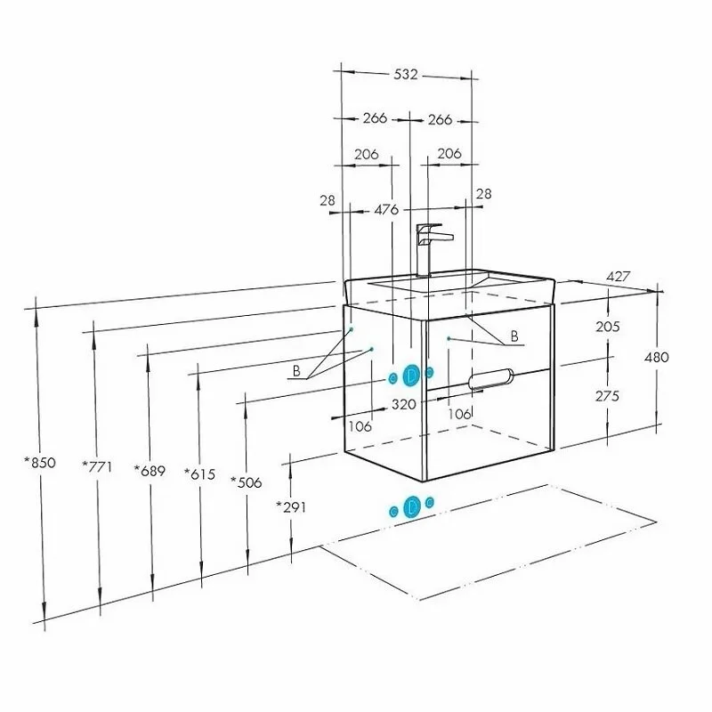 Тумба с раковиной Aquaton Оливия 1A2542K0OLVG0 бежевый, коричневый