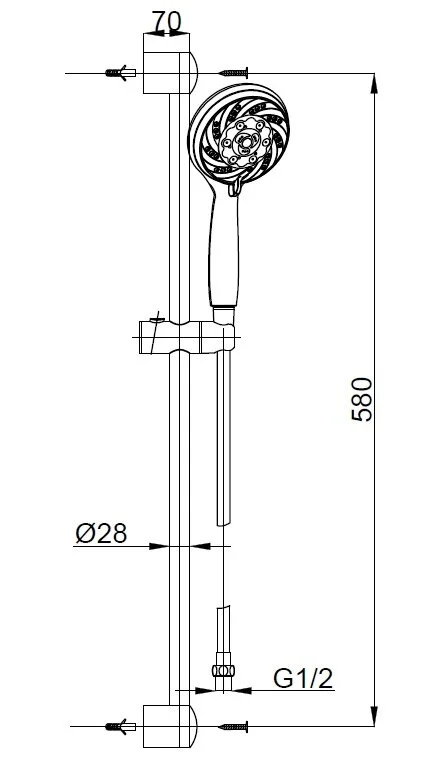 Душевой гарнитур Azario Mano AZ-15782010 хром