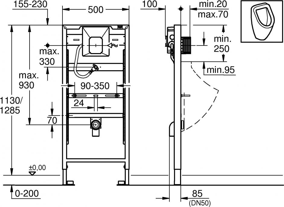 Система инсталляции для писсуаров Grohe Rapid SL 38786001