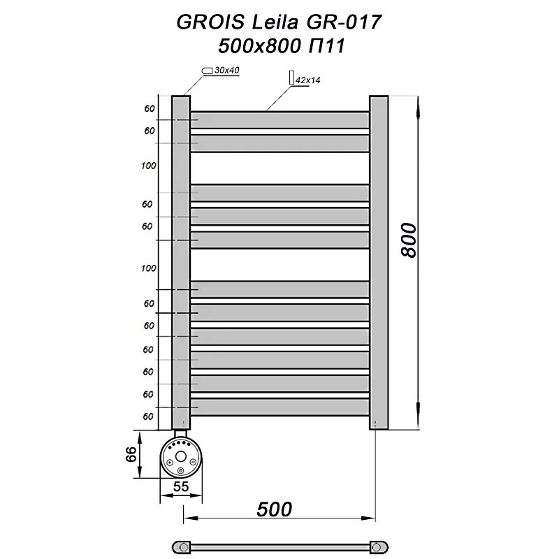 Полотенцесушитель электрический Grois Leila ca-00005356 черный