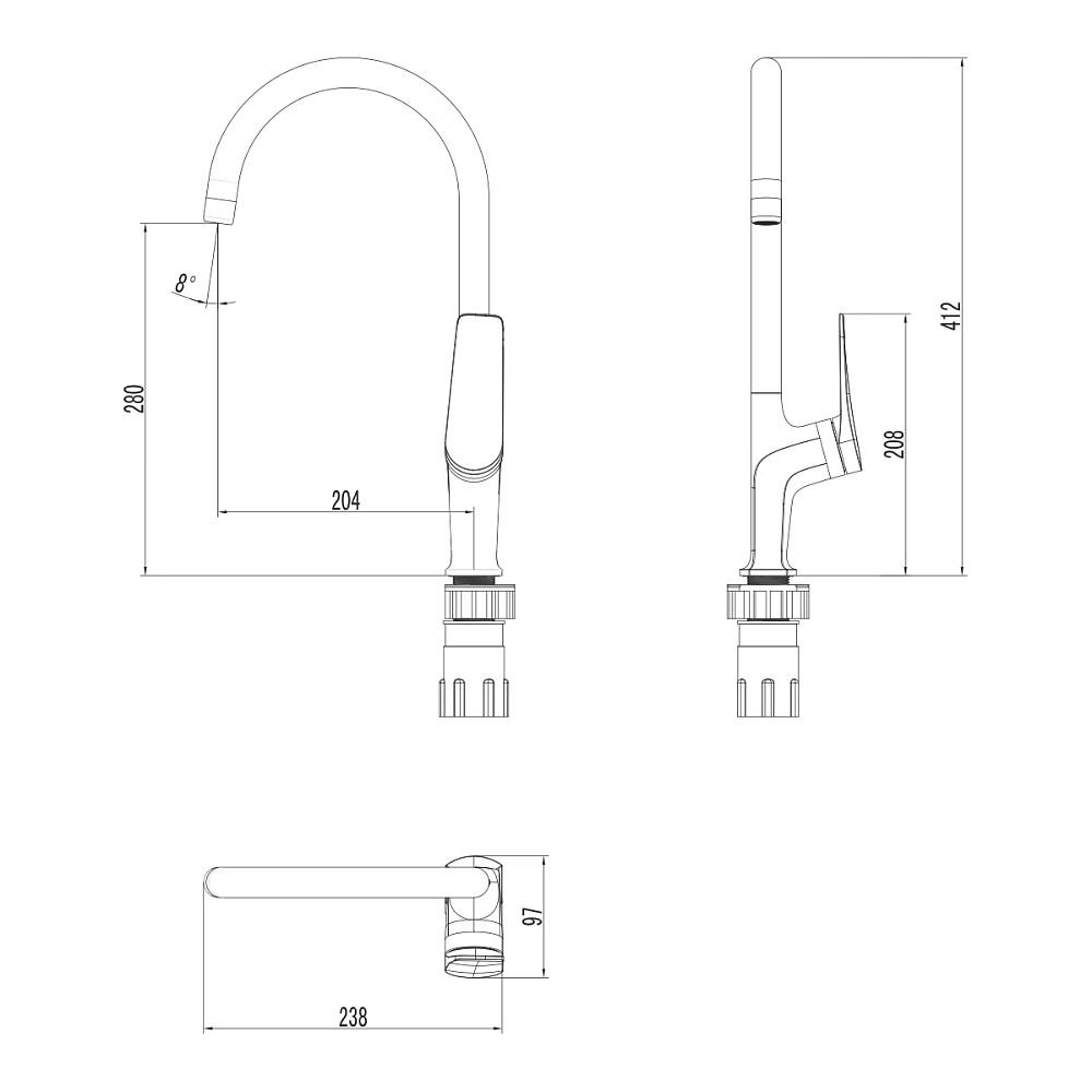 Смеситель для кухни Lemark Bronx LM3705BL черный