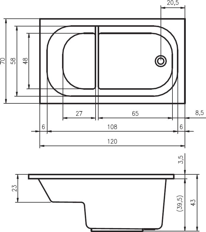 Акриловая ванна Riho Petit 120х70 B149001005