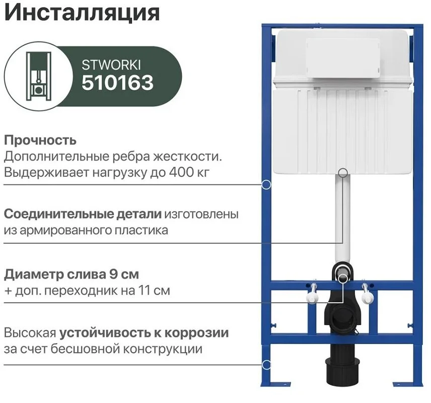 Инсталляция для унитаза Stworki, клавиша белая, 510163/230824