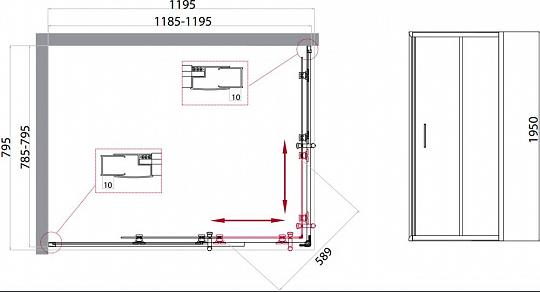 Душевой уголок BelBagno UNO-195-AH-2-120/80-P-Cr