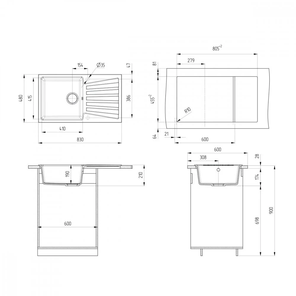 Кухонная мойка Ulgran U-703 U-703-328 бежевый