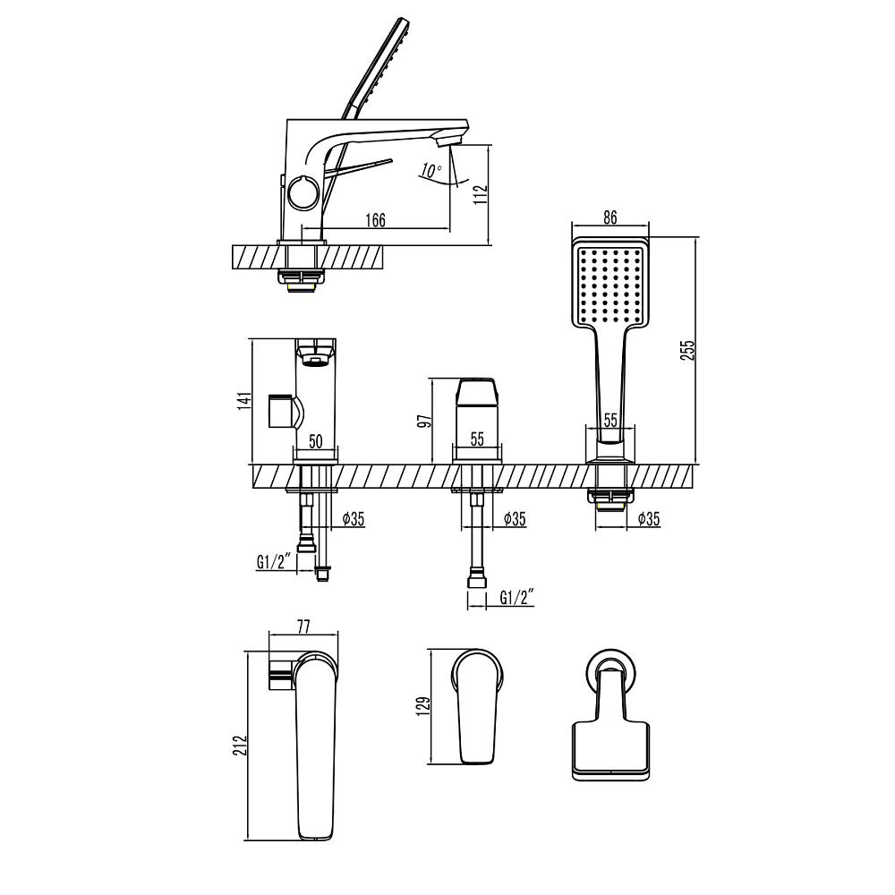 Смеситель для ванны с душем Lemark Bronx LM3745BL черный