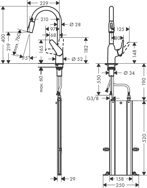 Смеситель для кухни Hansgrohe Focus 71820000 хром