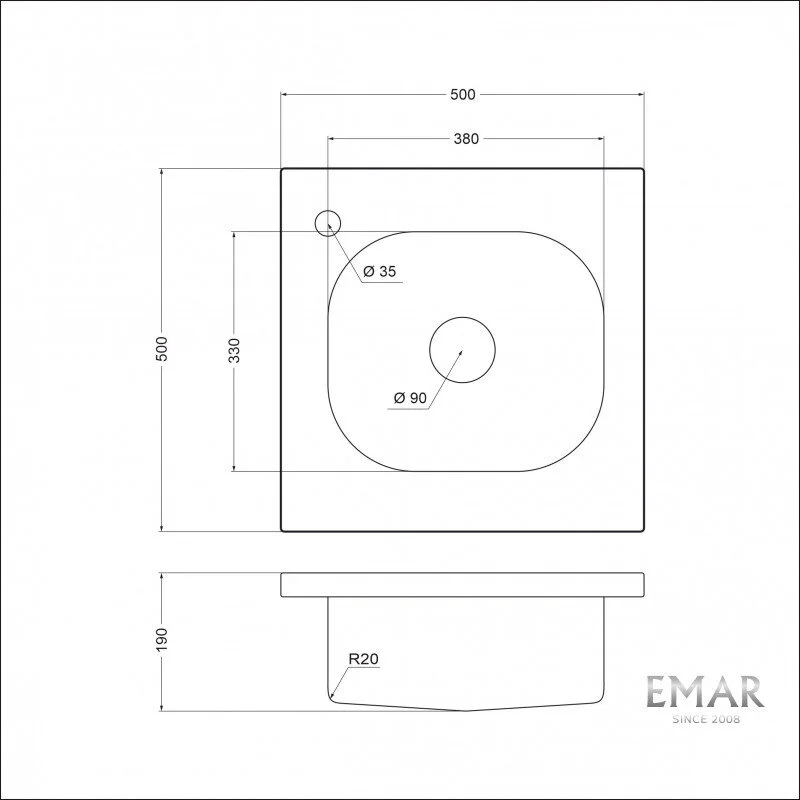 Кухонная мойка Emar Steel 5050 серый