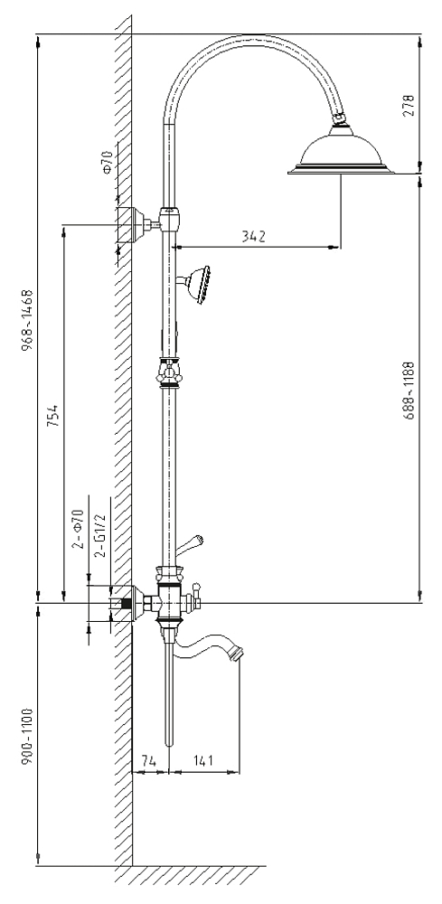 Душевая система Timo Adelia SX-6010/02 бронза