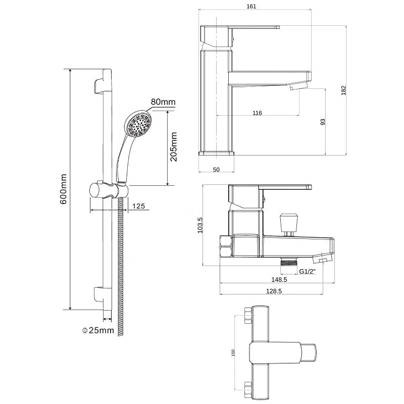 Смеситель для ванны с душем OneLife P06-511cr хром