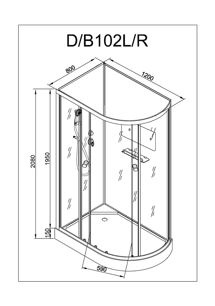 Душевая кабина Deto D D102L