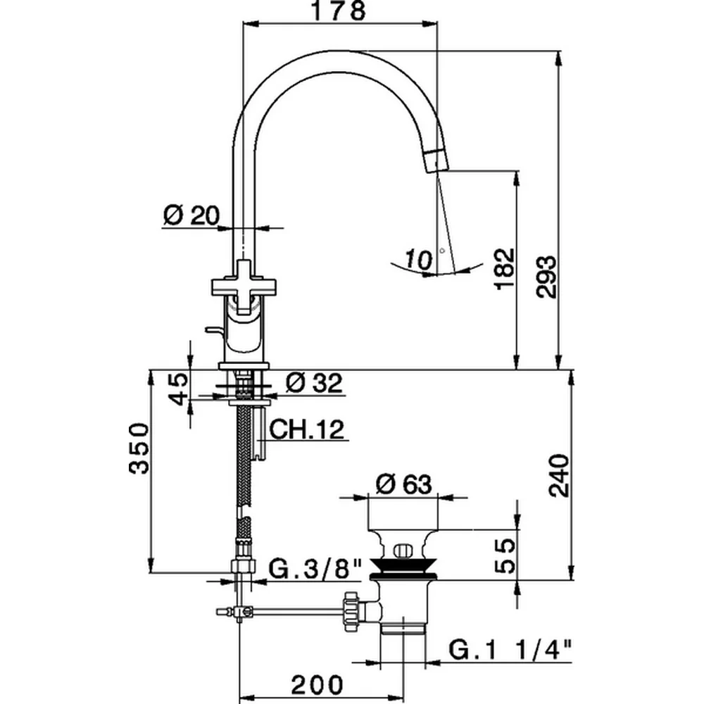 Смеситель для раковины Cisal Barcelona Quad BQ00152021 хром