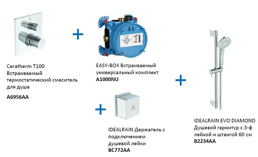 Душевая система Ideal Standard Ceratherm A7599AA хром