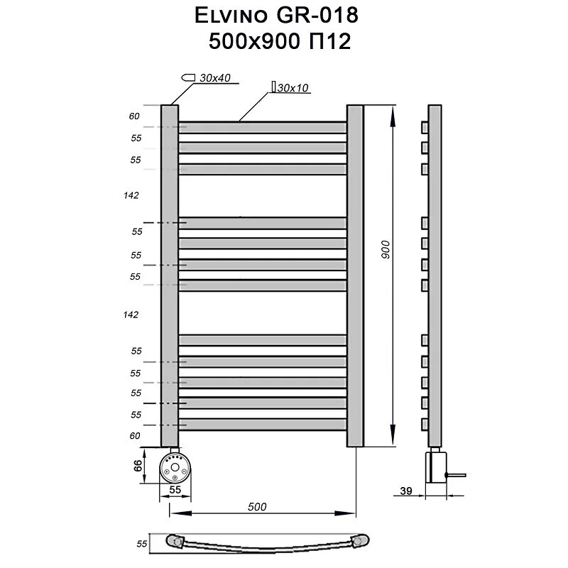 Полотенцесушитель электрический Grois Elvino ca-00005469 белый