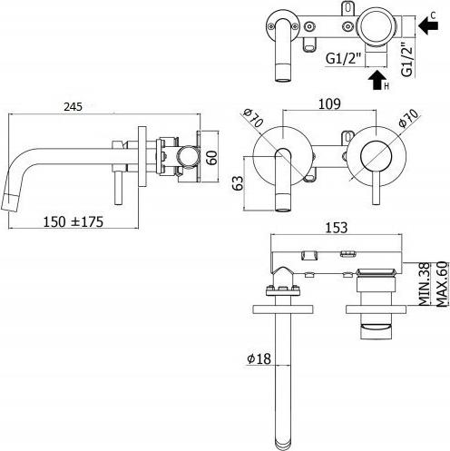 Смеситель для раковины Paffoni Light LIG103HGSP70, золото