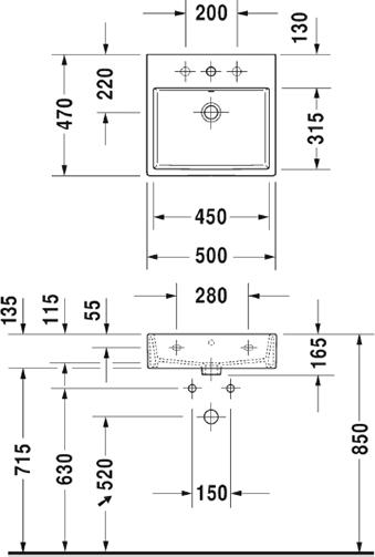 Раковина 50 см Duravit Vero Air 2350500000