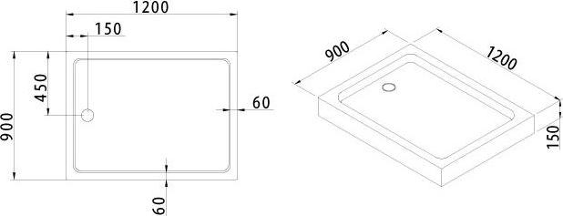 Поддон для душа Cezares Tray 120/90, без сифона