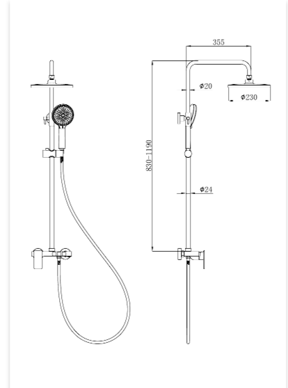 Душевая стойка beWash BV0MMSS6666 со смесителем, хром