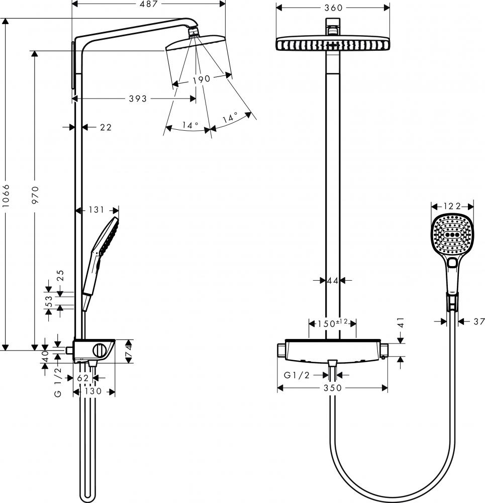 Душевая стойка Hansgrohe Raindance Select E 360 27112400 Showerpipe, белый/хром