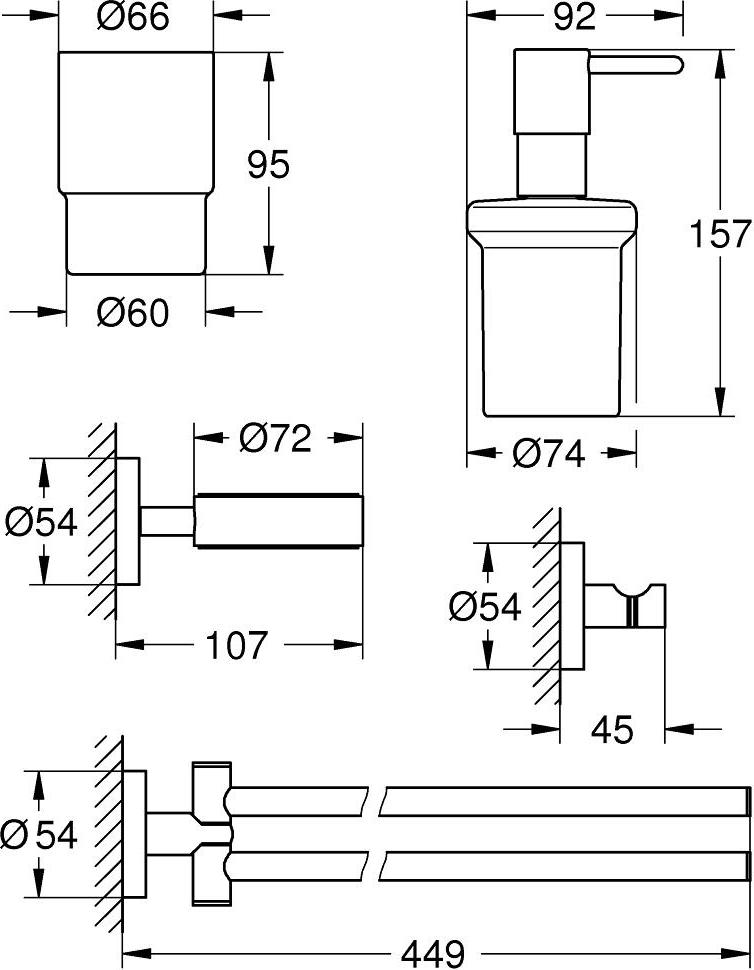 Набор аксессуаров для ванны Grohe Essentials 40846001