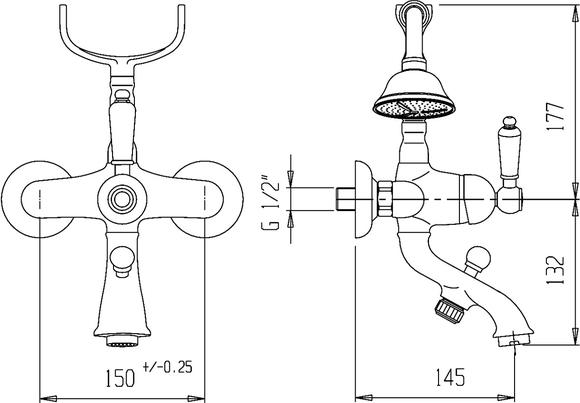 Смеситель для ванны без душа Caprigo Adria-Uno 02-011-vot