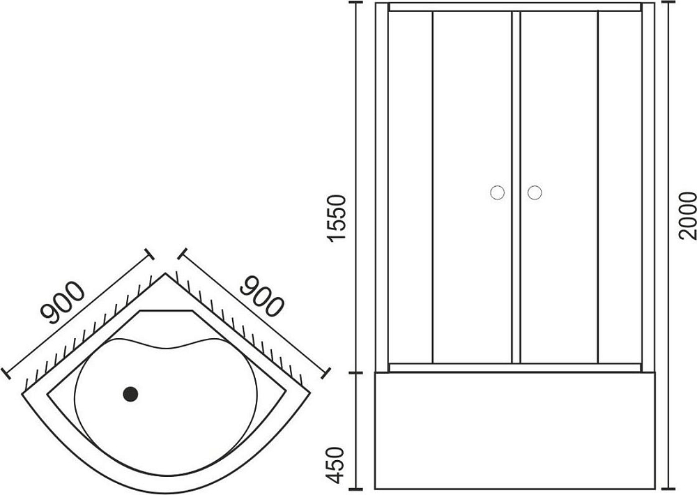 Душевой уголок 90х90 см Royal Bath BK RB90BK-C стекло матовое с поддоном