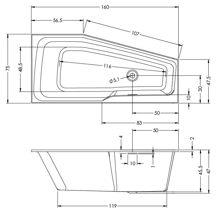 Акриловая ванна Riho Rething Space B111006005 белый