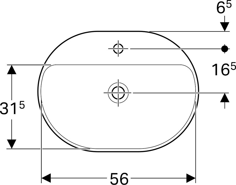 Раковина встраиваемая 45x60 см Geberit VariForm 500.735.01.2 без отверстия перелива, белый