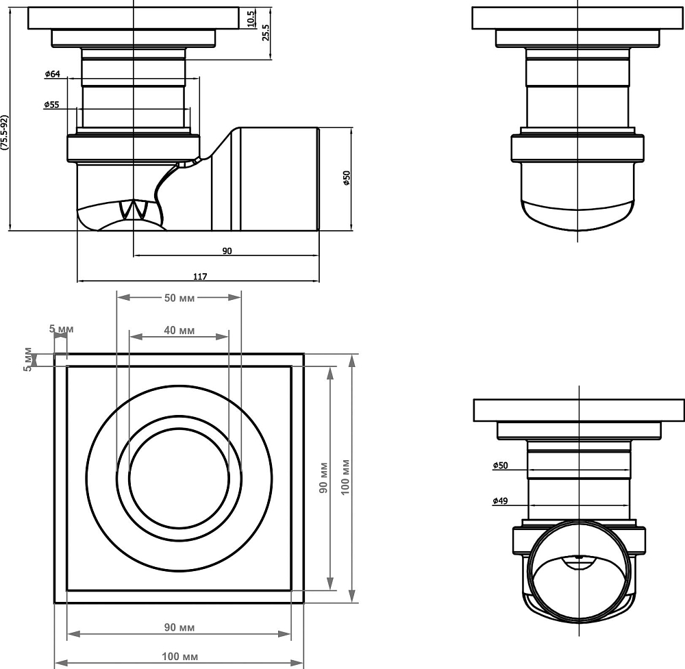 Душевой трап Magdrain F12G50-NL