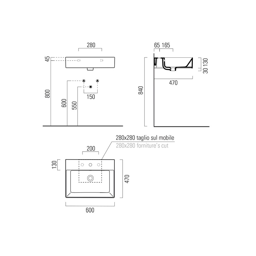 Раковина подвесная GSI Kube X 60x47 9431011 белый