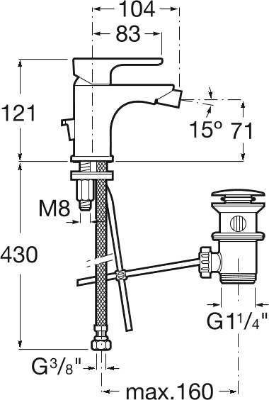 Смеситель для биде Roca L20 XL 5A6A09C0M