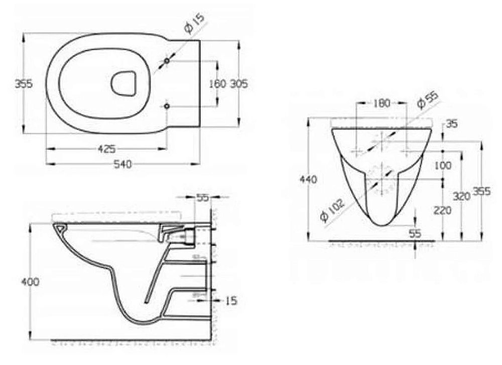 Подвесной унитаз Roca Debba 7.3469.9.800.0/7.801B.2.200.B Round Rimless, сиденье микролифт