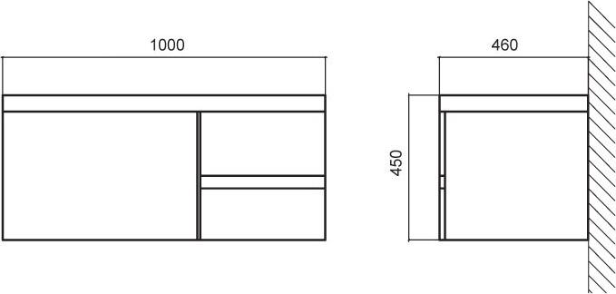 Тумба для комплекта BelBagno Luce BB1000VAC/BL bianco lucido