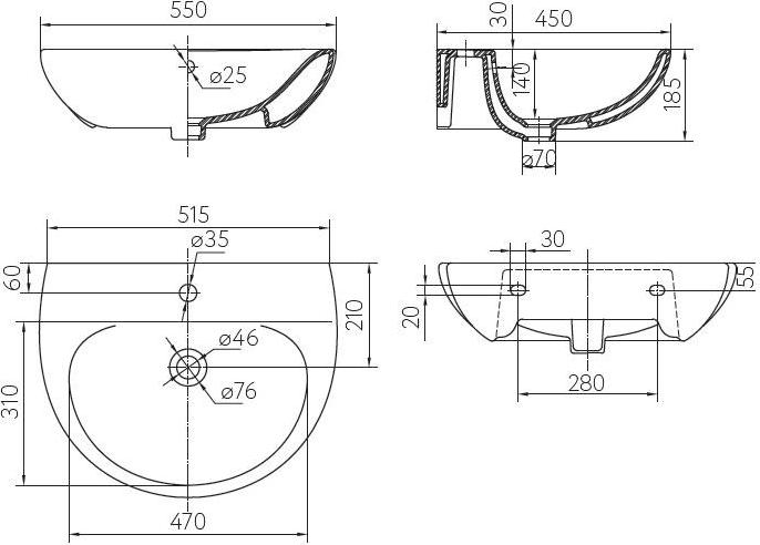 Раковина 55 см KOLO Freja L71155000