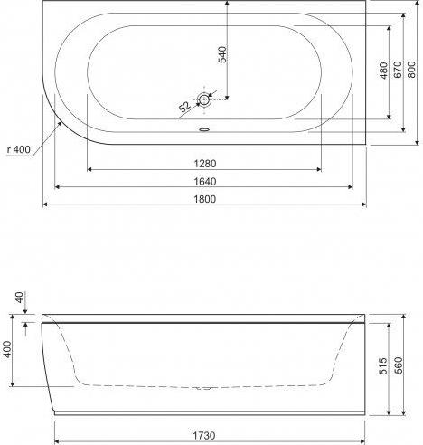 Акриловая ванна Сezares METAURO CORNER-180-80-40-R-W37 180x80 правая, белый