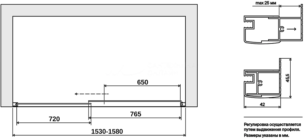 Душевая дверь Vegas Glass ZP TUR NOVO h1900 155 08 01, стекло прозрачное, хром