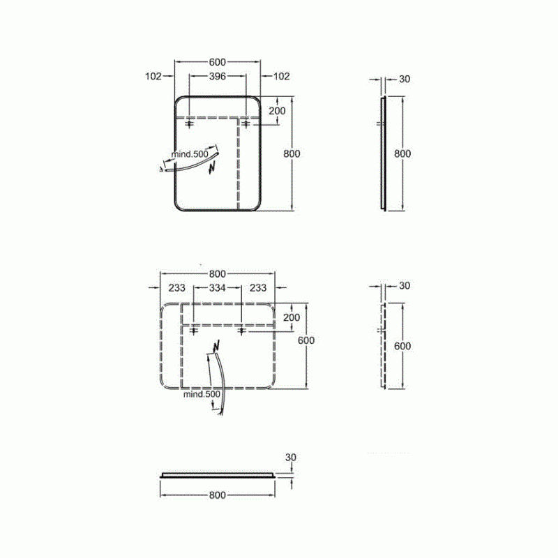 Зеркало с подсветкой 60 см Geberit myDay 824360000