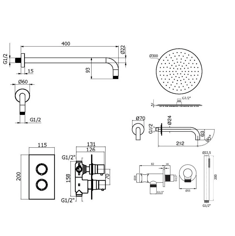 Душевая система Plumberia Selection Ixo KITXOT19QNO260KING черный