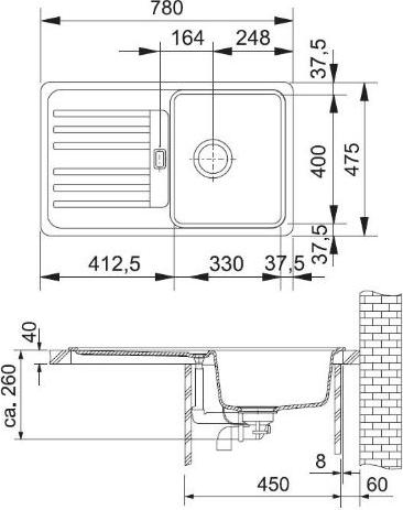 Кухонная мойка 78 см Franke Euroform EFG 614-78 3,5" 114.0185.139, белый