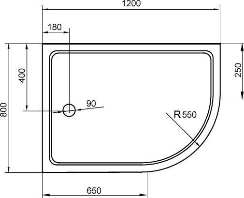 Поддон для душа Cezares Tray R550 120х80 см L