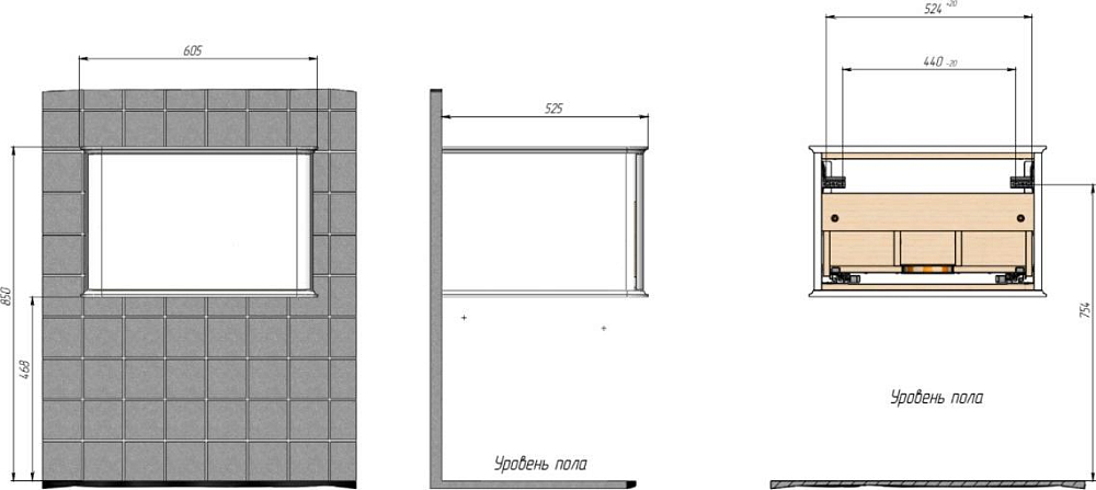 Тумба под раковину Creto Stella 60 16-CRE35/60/, белый глянец