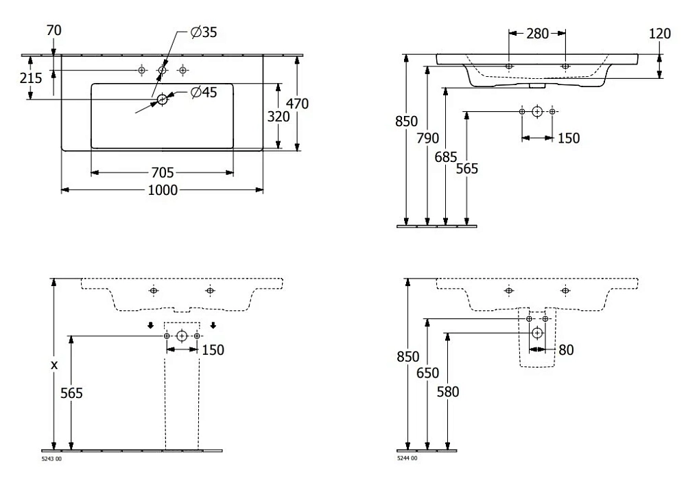 Раковина Villeroy&Boch Subway 3.0 4A70A501 белый